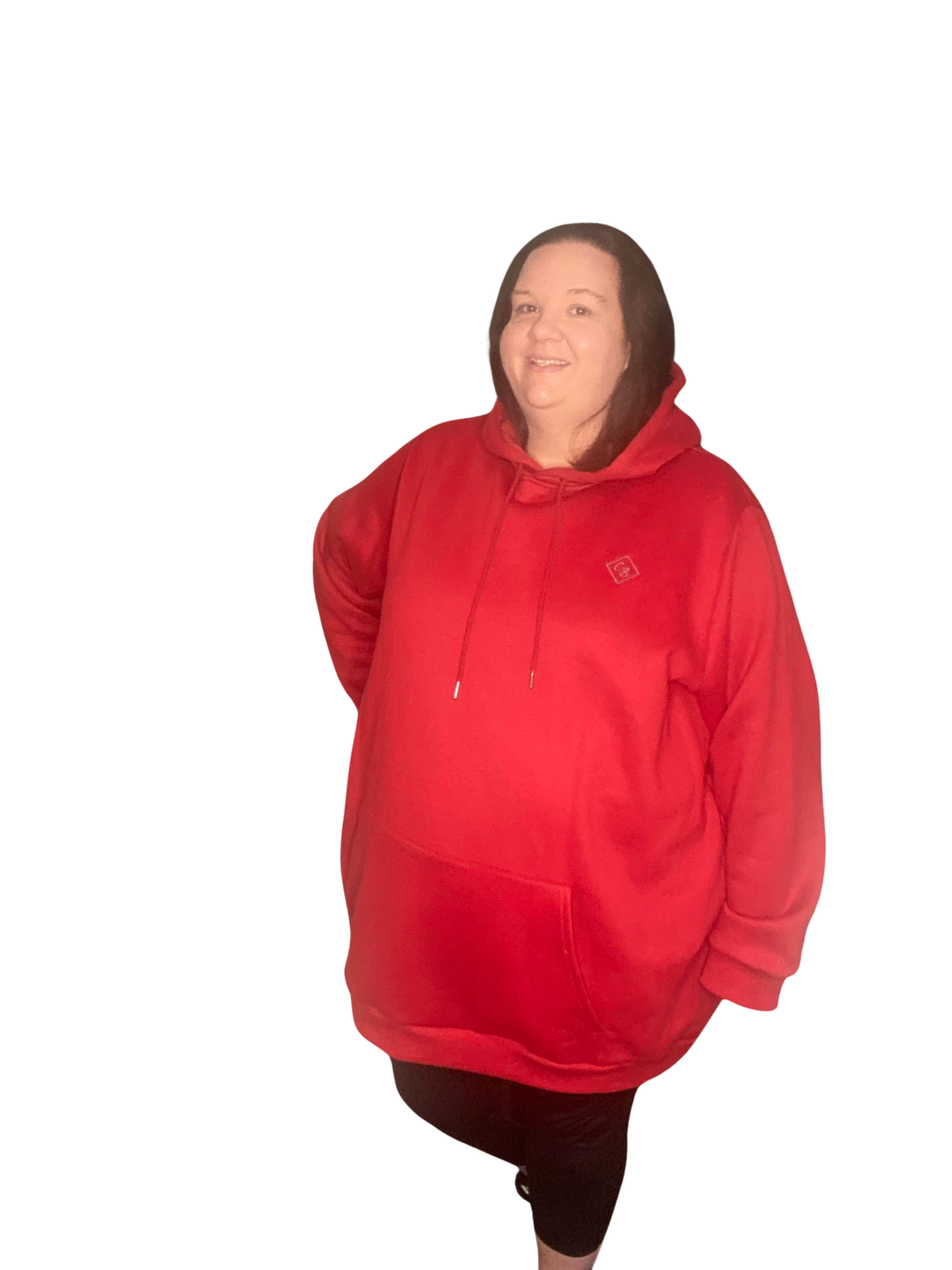 Fleece Oversized Hooded Jumper - Blaze Red