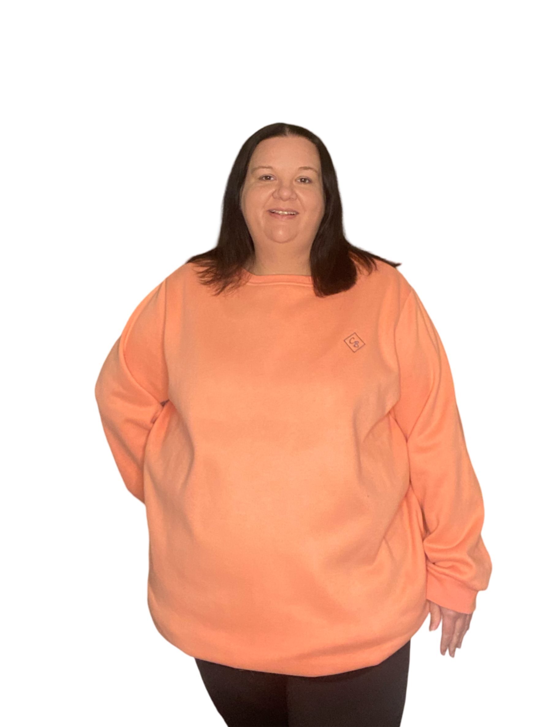 Fleece Oversized Round Neck Jumper - Peach Pink