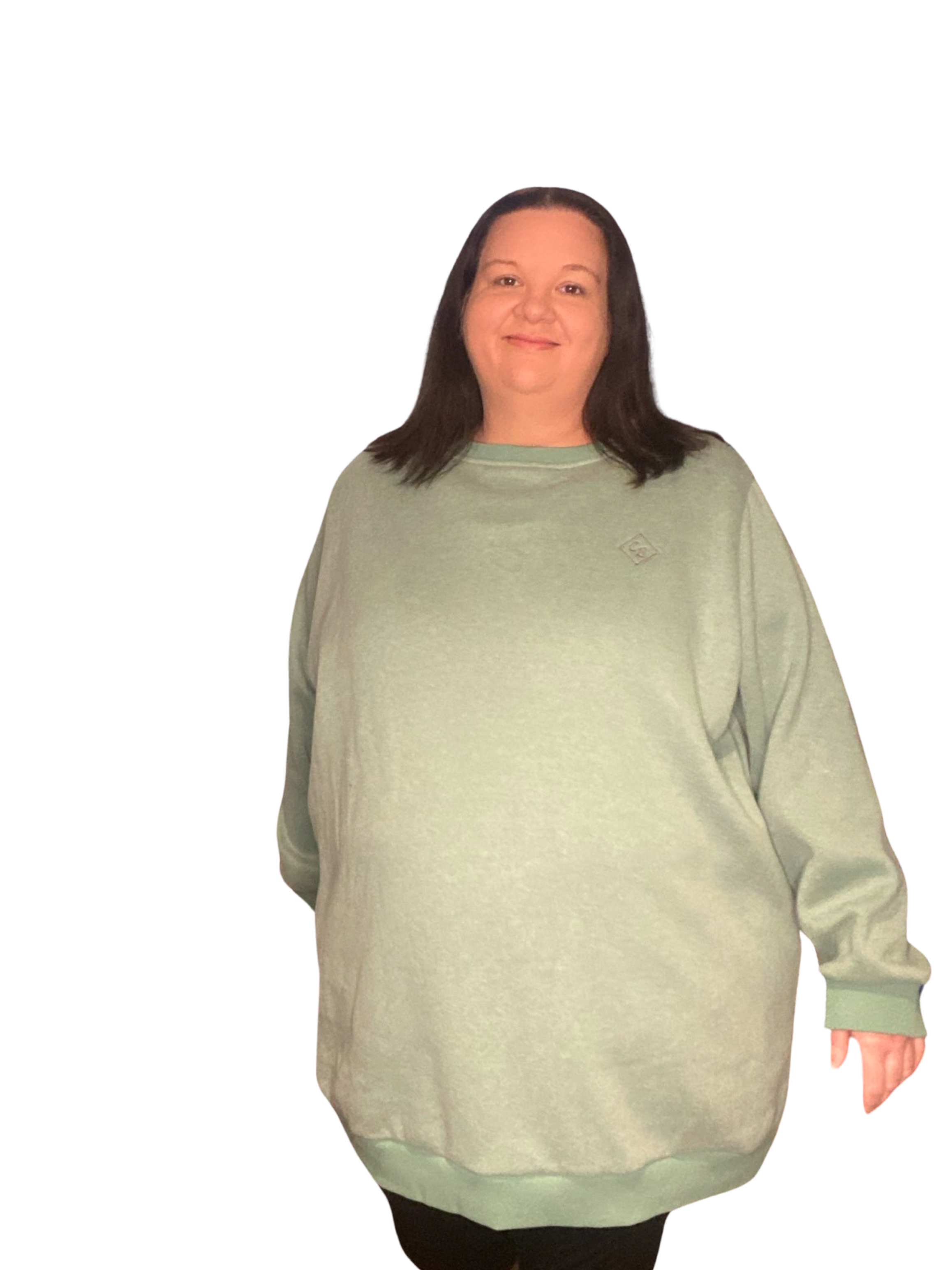 Fleece Oversized Round Neck Jumper - Mint Green