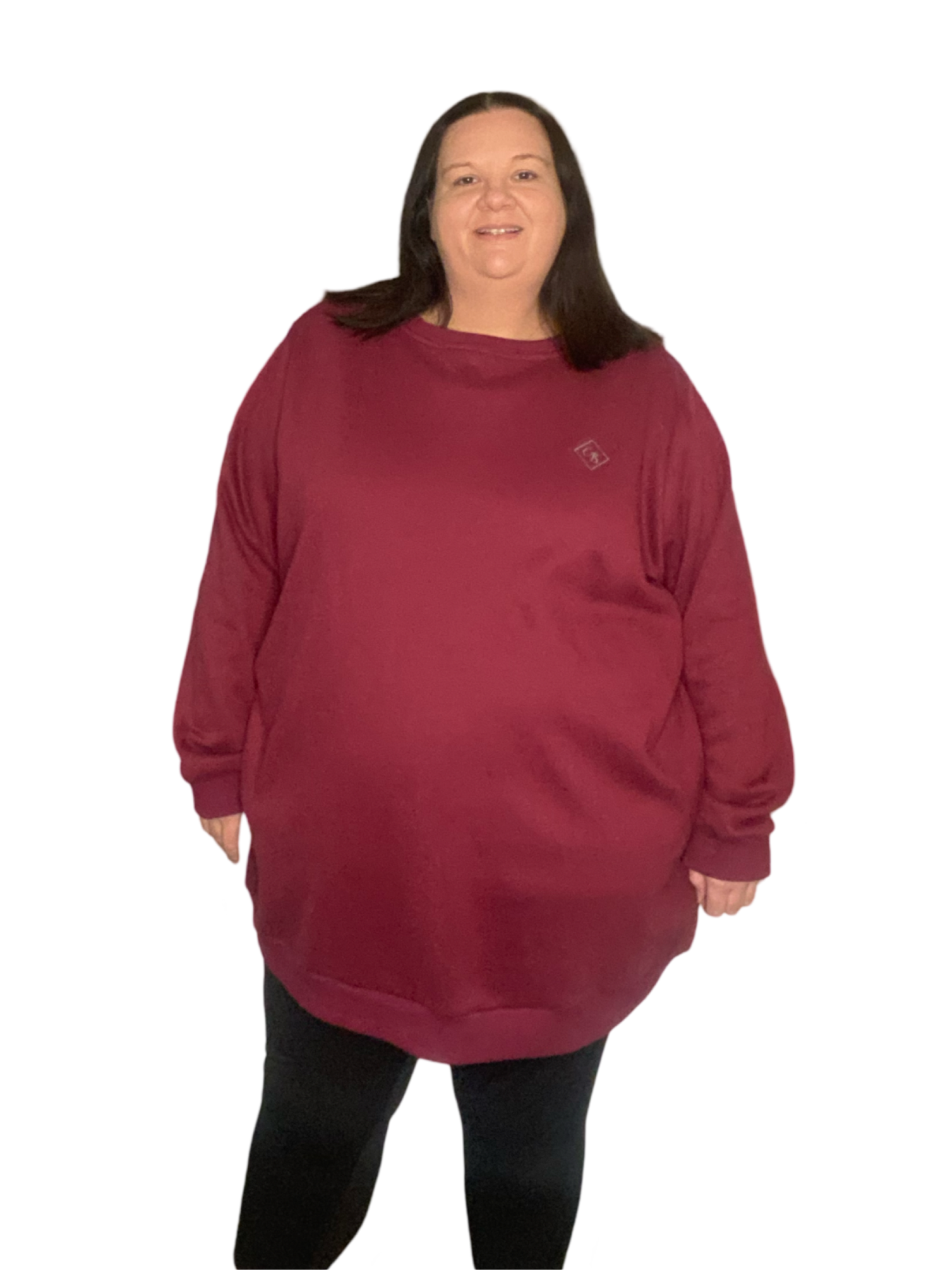 Fleece Oversized Round Neck Jumper - Berry