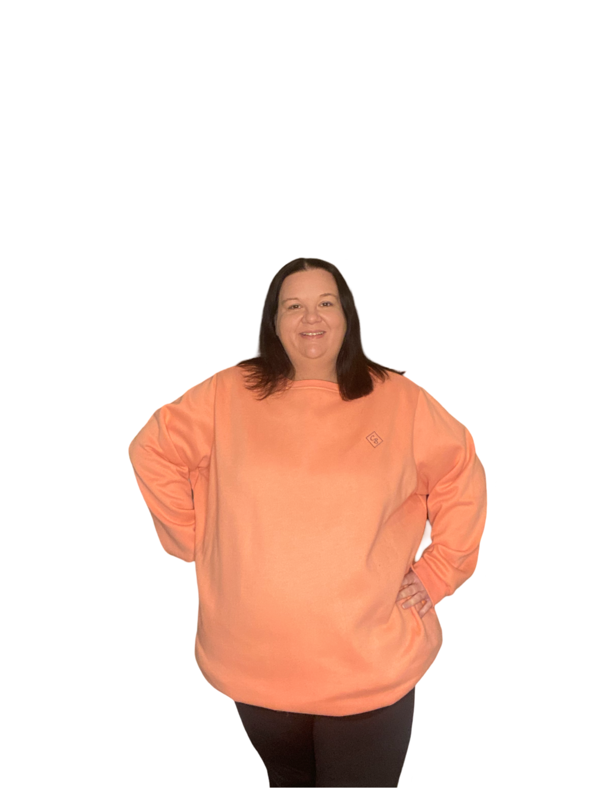 Fleece Oversized Round Neck Jumper - Peach Pink