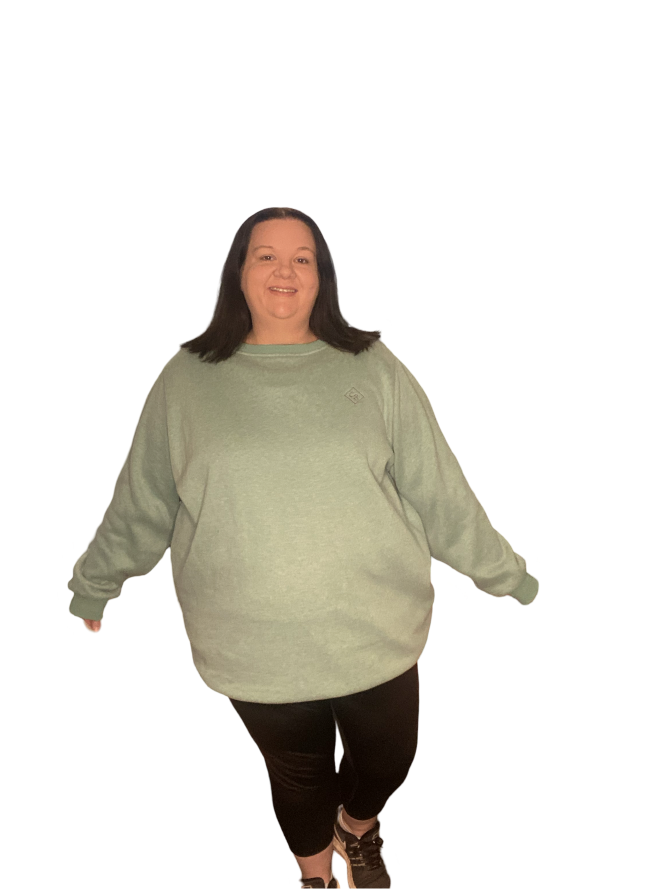 Fleece Oversized Round Neck Jumper - Mint Green