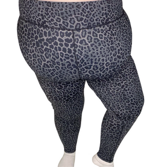 Full Length Legging with Side Pocket - Grey Leopard Print