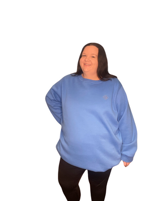 Fleece Oversized Round Neck Jumper - Sky Blue