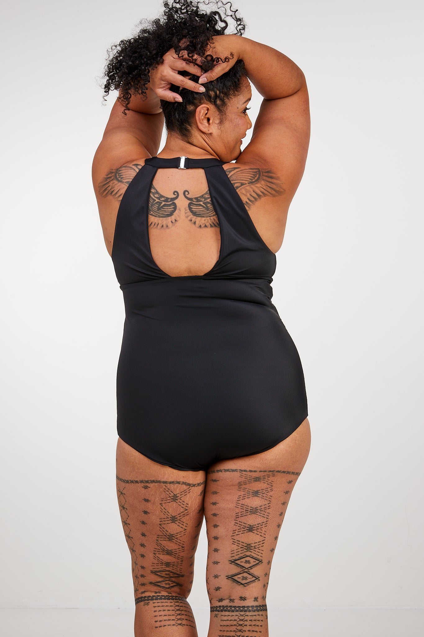 Curvy Swimwear Australia - The Mesh Tank one piece is a striking siwmsuit  every woman will love wearing this summer. This all black chlorine  resistant one piece swimsuit is made for those