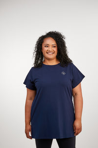 Long Length T-Shirt - Navy Blue
