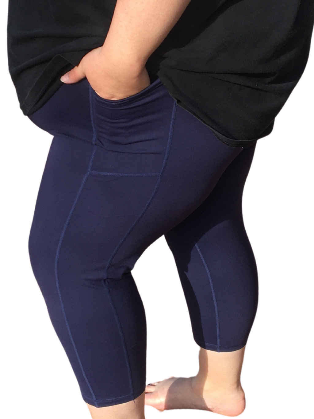 3/4 Length Legging with Side Pockets - Navy Blue