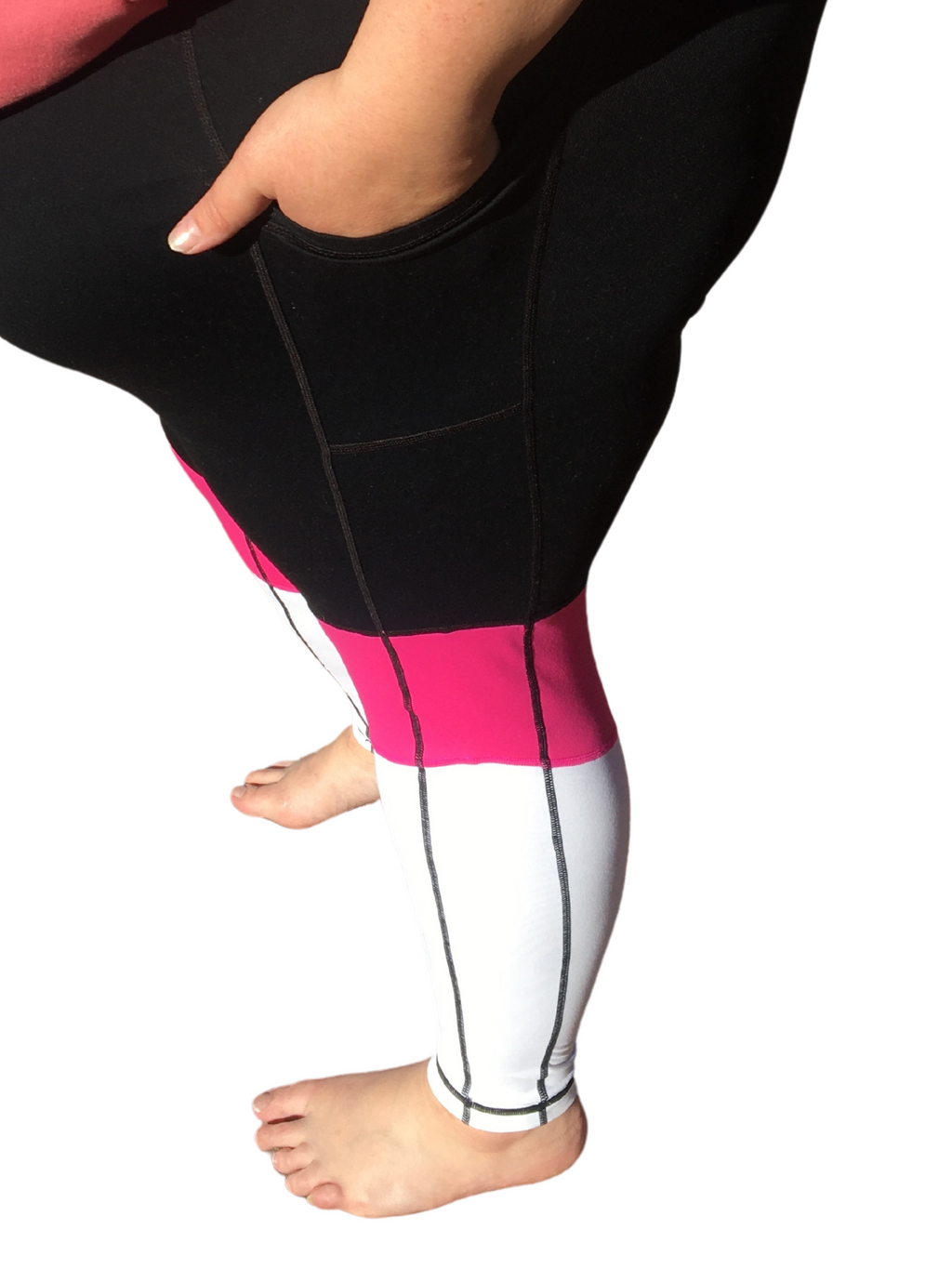 Tri Colour Legging - Black/Pink/White