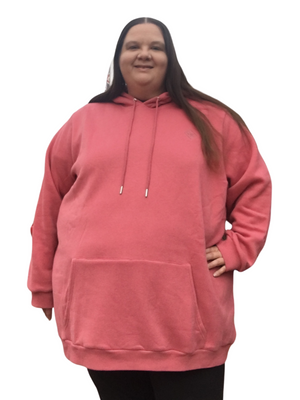 Fleece Oversized Hooded Jumper - Pink