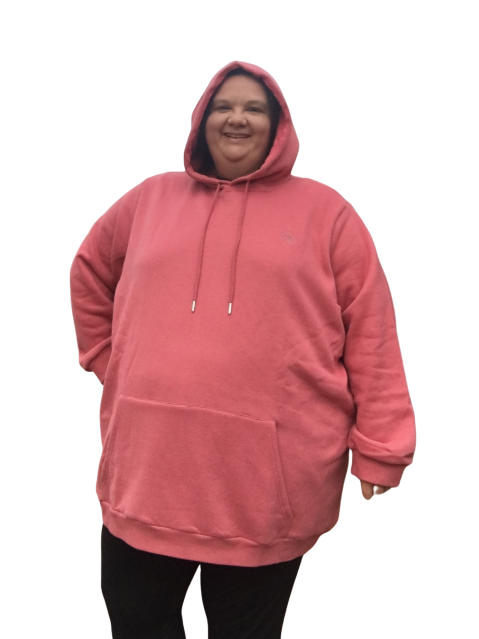 Fleece Oversized Hooded Jumper - Pink